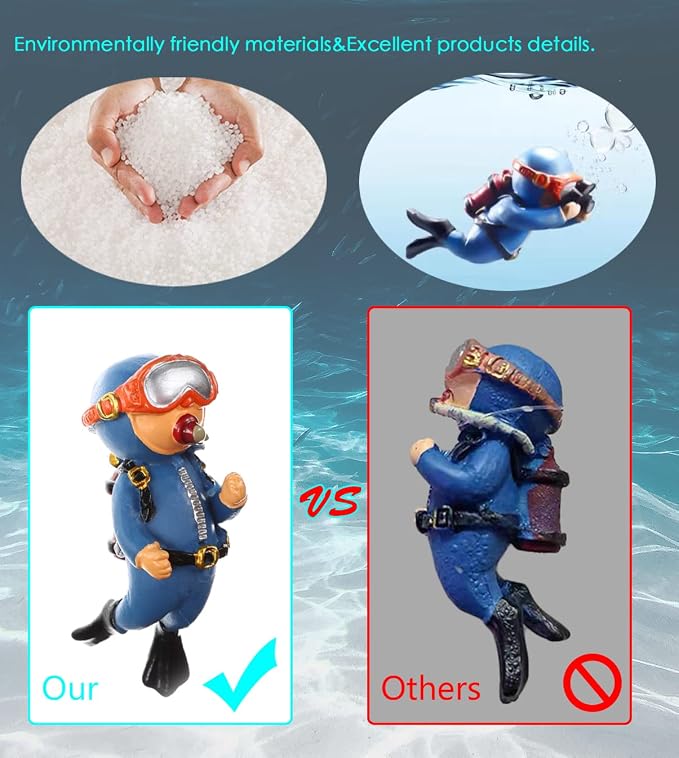 2-Pack Floating Fish Tank Decorations Little Diver Aquarium Decoration Aquarium - Image 4