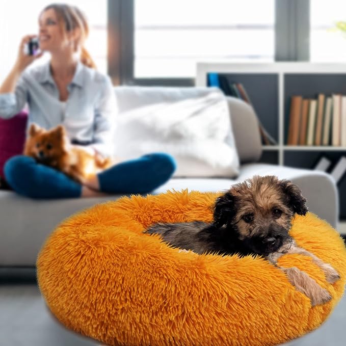 Calming Donut Dogs Beds for Small Dogs Washable, 19inch Fluffy Round Puppy Bed - Image 6