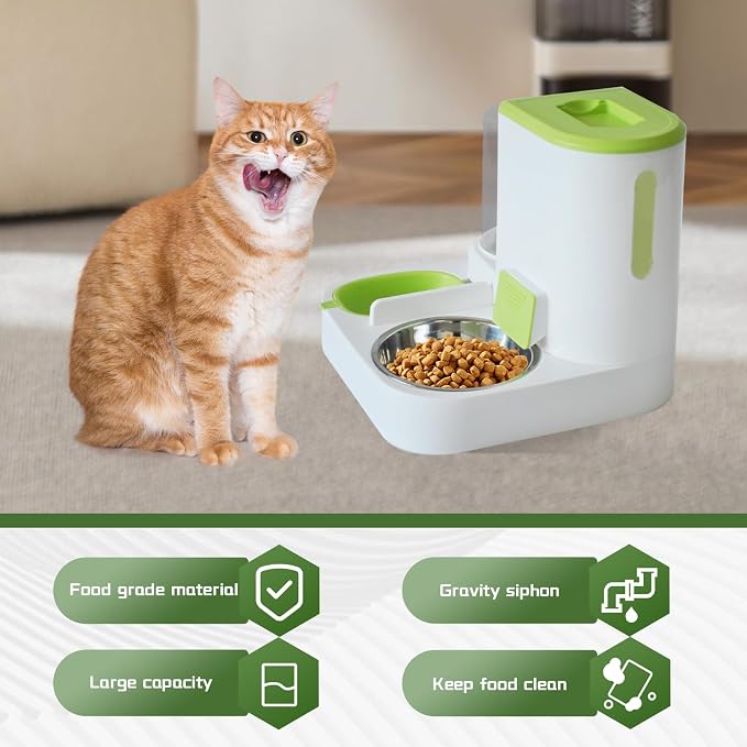 2 in 1 Automatic Cat Feeder & Water Dispenser, Gravity Pet Feeder Stainless - Image 4
