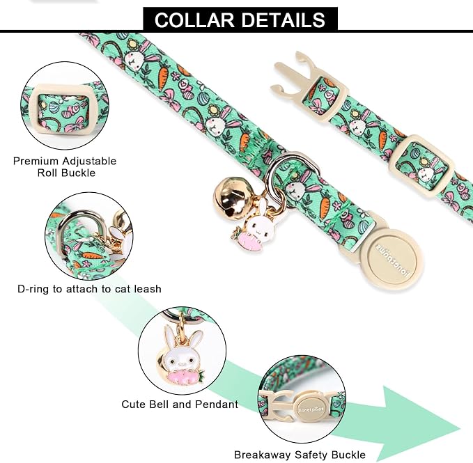 Lionet Paws 2pcs Pack Easter Cotton Cat Collar, Breakaway Buckle - Image 4