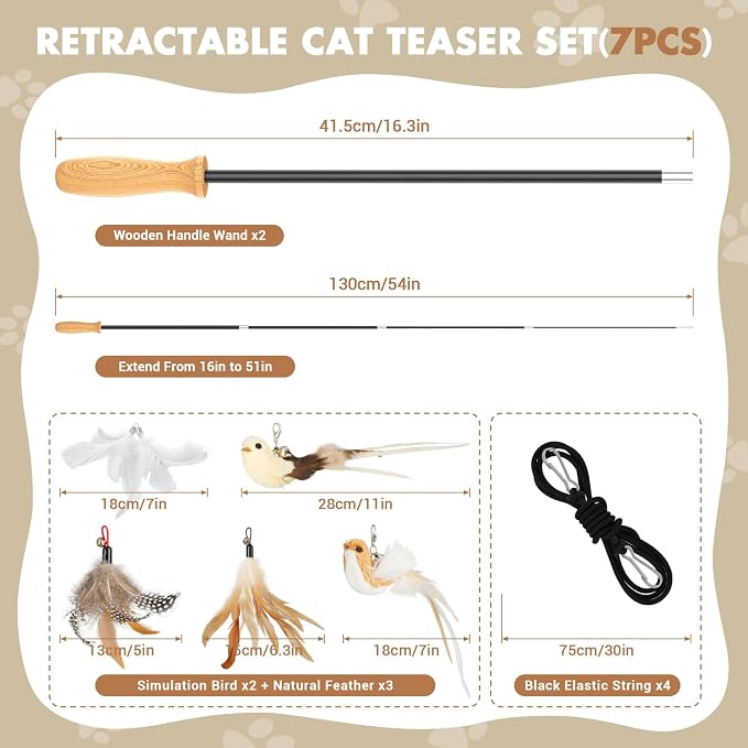 ROSAUI Cat Teaser Wand Toys, Interactive Bird Toy - Image 2