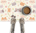 Cat Feeding Mat 24x16 inch Floral Ring Kitten Print Pet Bowl Placemat Non Slip by HOMETITUTE
