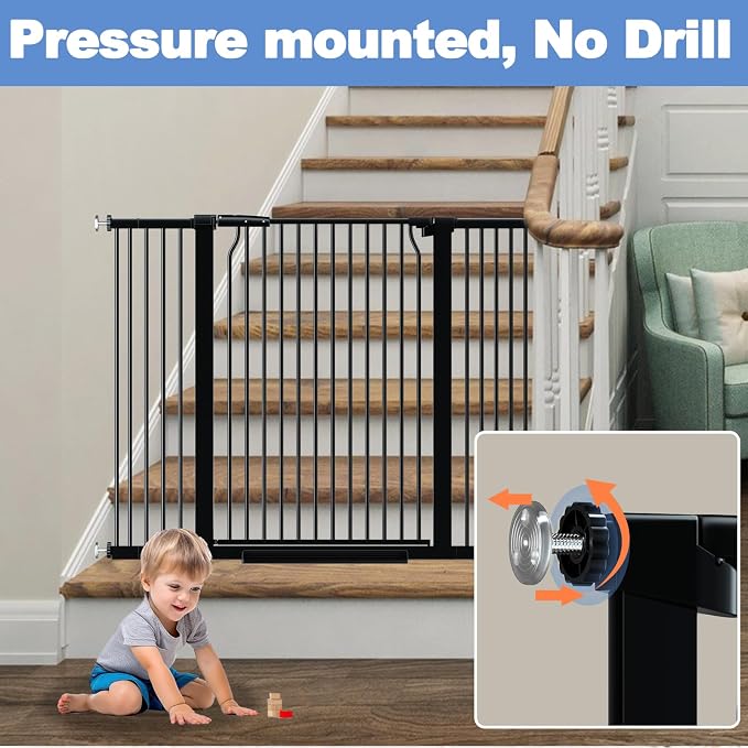 40.5" Extra Tall Baby Gate No Drill, 54.7"-60.2" Extra Wide Dog Pet Gate Indoor - Image 4