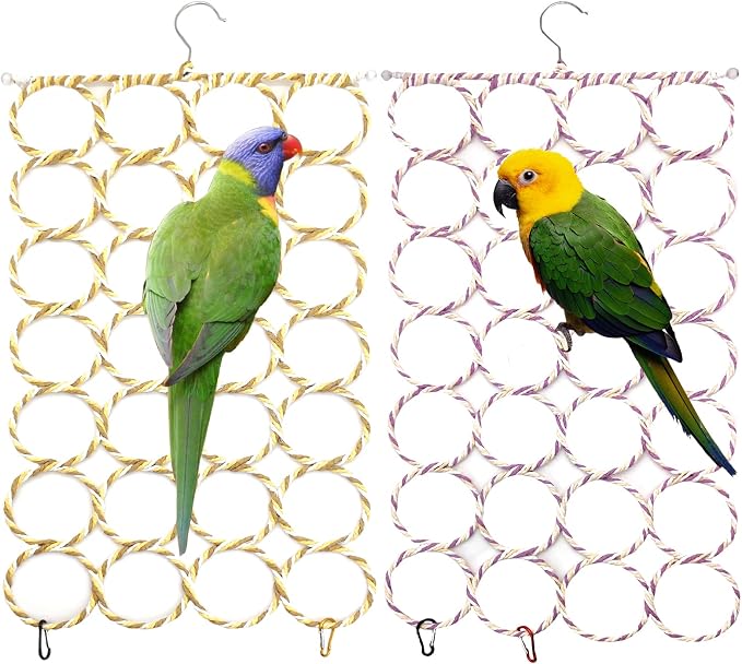 BNOSDM 2 Packs Bird Hemp Rope Net Swing Climbing Rope Net by BNOSDM