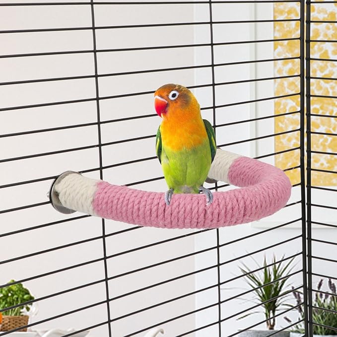 Hypeety Bird Perches Parrot U Shape Natural Wood Hemp Rope Stand Perch Bird - Image 7
