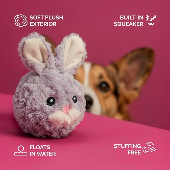 Pet Lou DOG'Z 4 Inch EZ Squeaky Rabbit Dog Plush Toy, Stuffing-Free Soft Plush - Image 2