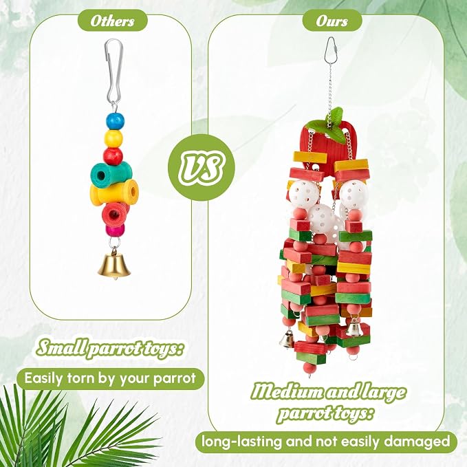 3 Pcs Extra Large Bird Parrot Toy Multicolored Natural Wooden Parrot Cage - Image 5