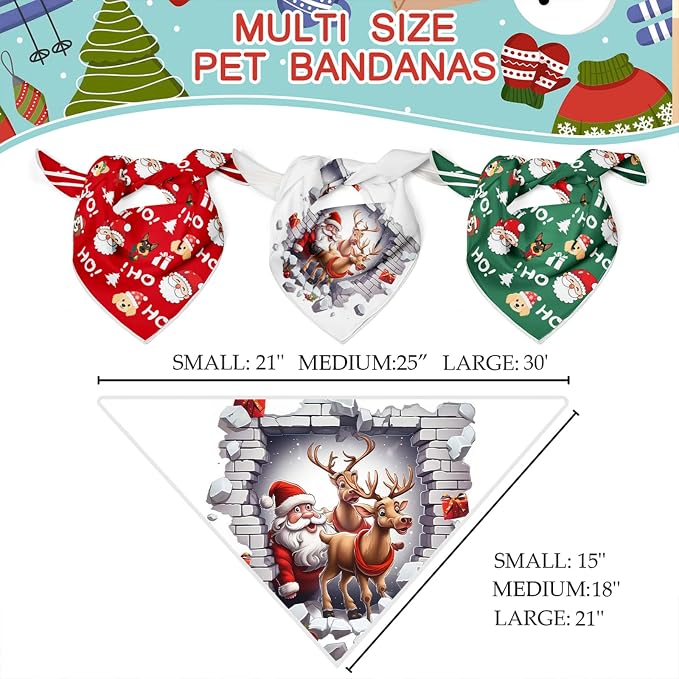 Christmas Dog Bandanas, Reflective Dog Bandana - Image 2