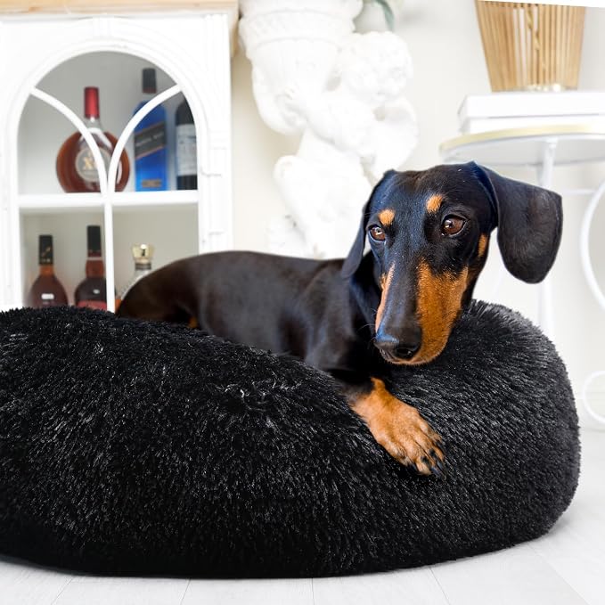 Calming Donut Dogs Beds for Small Dogs Washable, 28inch Plush Round Pet Bed for - Image 4