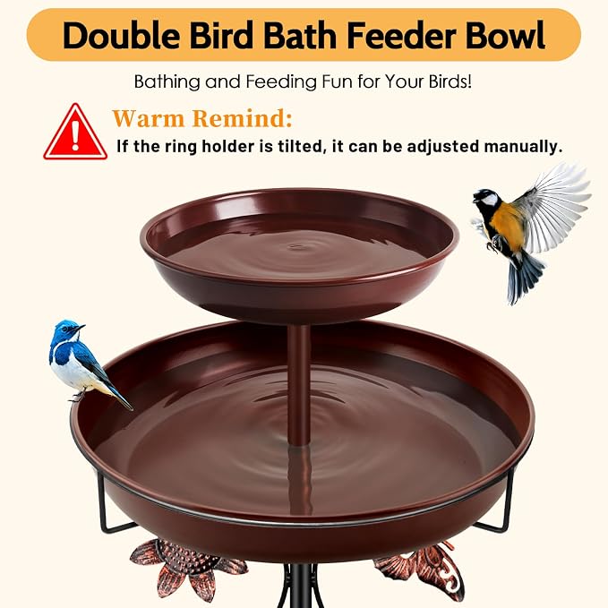 Daoeny Bird Bath for Outside, 42In Vintage Freestanding Birdbaths for Outdoors - Image 2