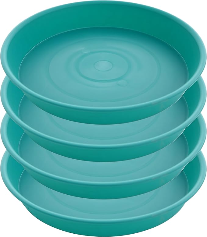 4 Pack of 14 inch Plant Saucers Bird Bath Bow Round, Plastic Plant Saucer Tray by Bleuhome