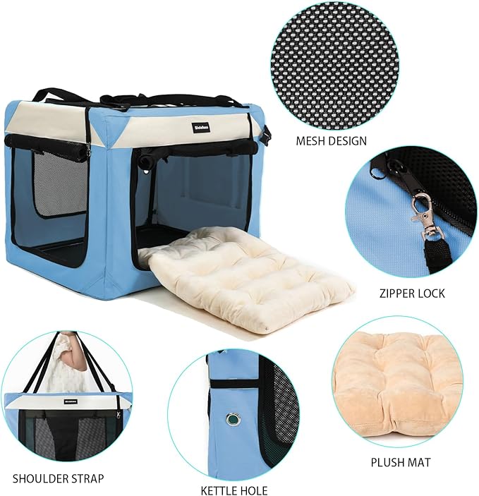 Large Cat Carrier Collapsible Travel Dog Crate Portable Soft-Sided Pet Kennel - Image 5