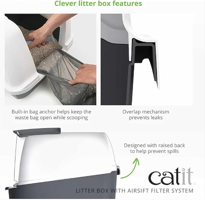 Catit Airsift Jumbo Hooded Litter Pan, Warm Gray/White - Image 3