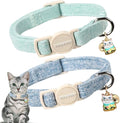 Cat Collar, 2 Pack Green Cat Collars Breakaway by DOGWONG