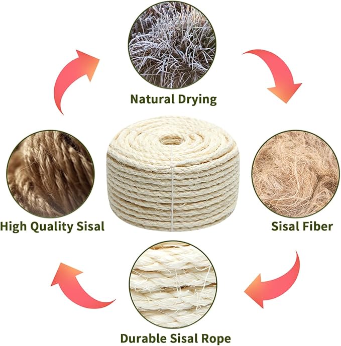 White Sisal Rope 1/4 Inch by 65-Feet - Image 4