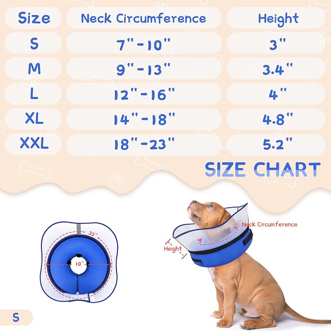 Supet Raised Inflatable Dog Cone Collar to Stop Licking, Soft Dog Cone - Image 6