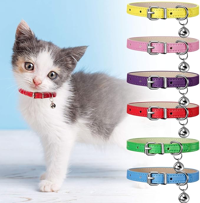 Weewooday 6 Pieces Leather Cat Collar - Image 6