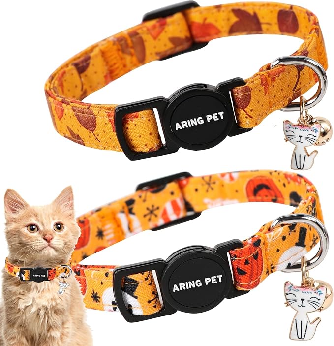 ARING PET 2 Pack Fall Cat Collars-Cute Breakaway Cat Collar by ARINGPET
