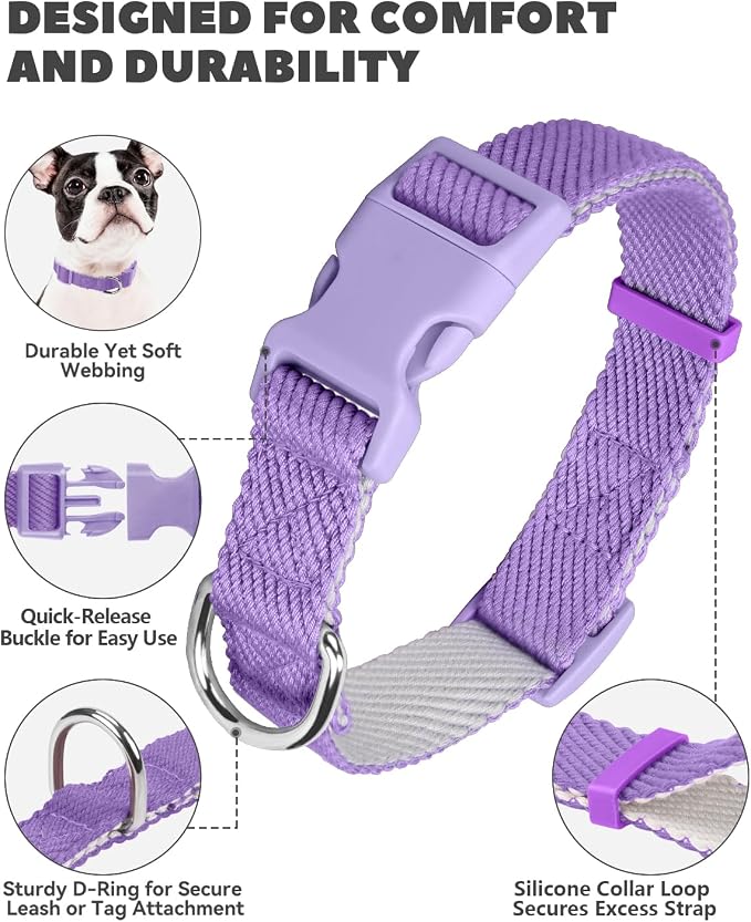 Dynmeow Soft and Breathable Cotton Dog Collar, Durable Adjustable Heavy-Duty - Image 2