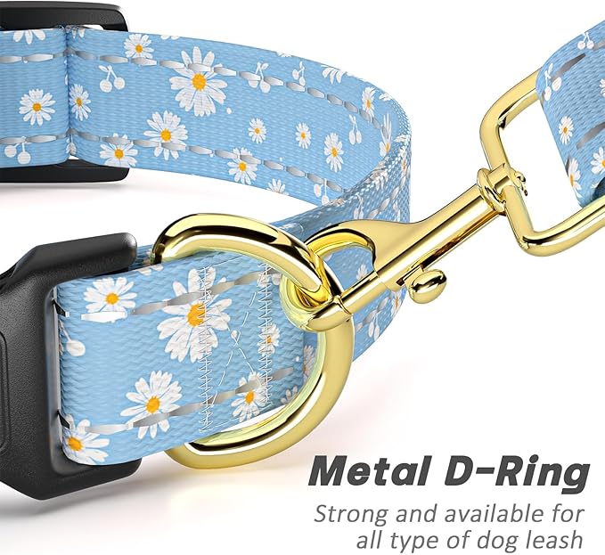 Reflective Dog Collar for Large Dogs, Cute Daisy Theme Adjustable Heavy-Duty - Image 5