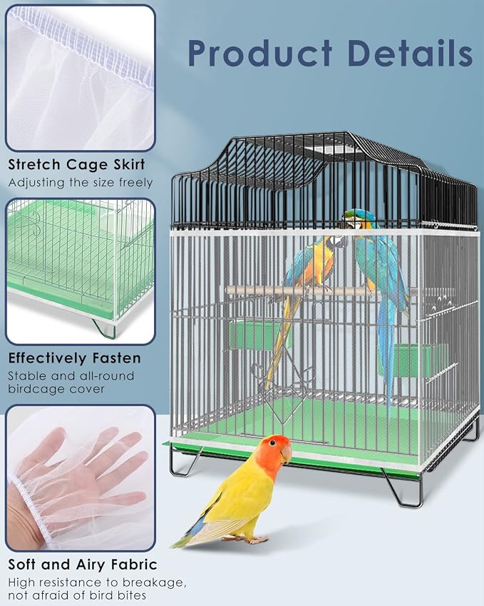 Bissap Bird Cage Seed Catcher, Universal Birdcage Net Nylon Adjustable Elastic - Image 3