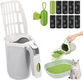 MYPIN Cat Litter Scooper with Holder, Cat Litter Shovel with Waste Can and by MYPIN