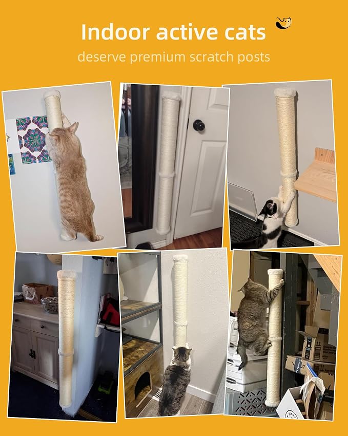 68" Cat Wall Scratcher, 2-Pcs of 34inch Tall Sisal Scratching Posts, Wall - Image 4