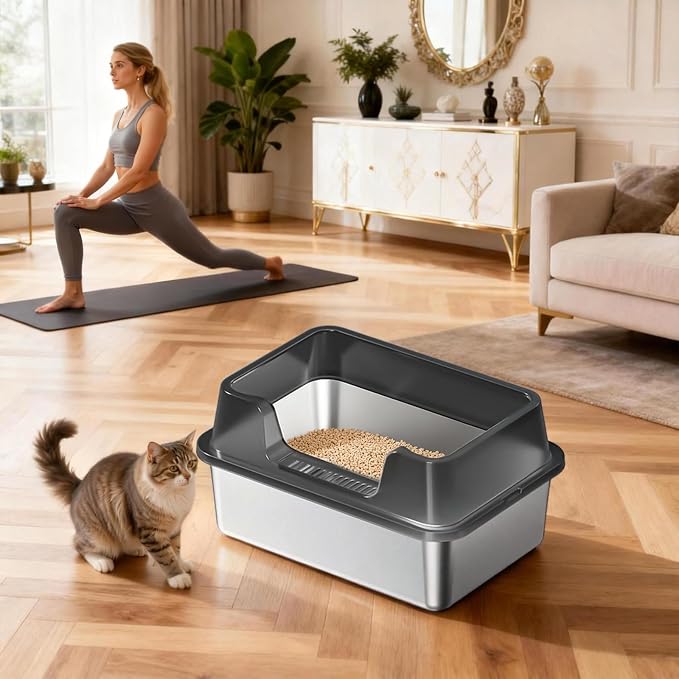 Stainless Steel Litter Box, XL Enclosed Cat Litter Boxes - Image 5