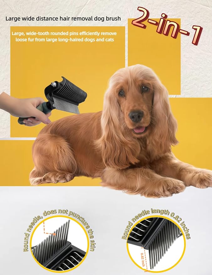 3-in-1 Deshedding Dog Brush, Deshedding Dog Grooming Brush & Undercoat Rake - Image 3