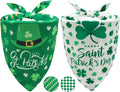St. Patrick's Day Dog Bandanas Set 2PCS-Large, Featuring Irish Shamrock & Plaid by CozyHaus