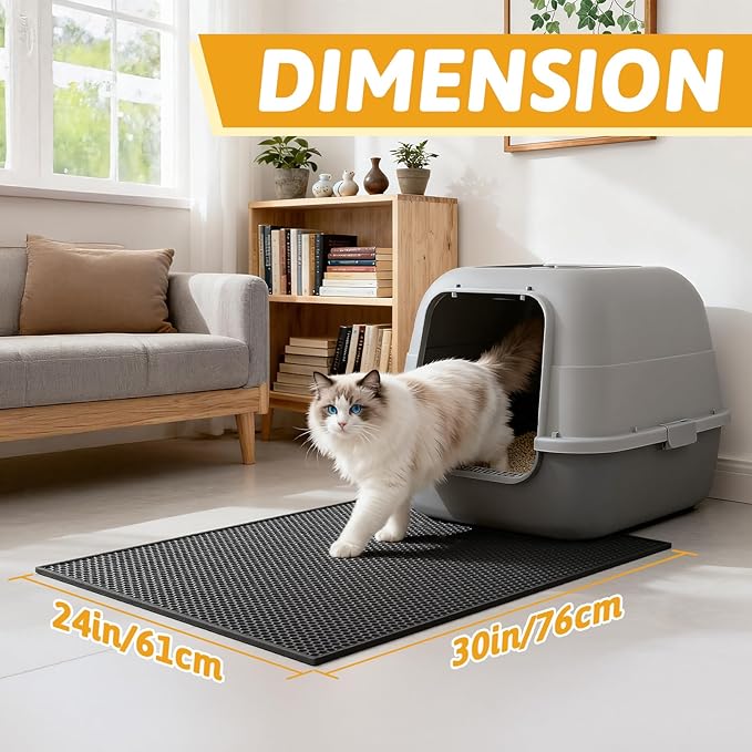 Pieviev Cat Litter Mat Double Layer Waterproof Urine Proof Trapping Mat 1 Pack) - Image 2