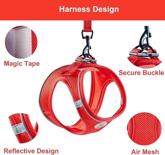 Hipubby Dog Harness and Leash Set, No Pull Soft Mesh Puppy Harness - Image 3