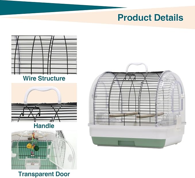 GarveeHome Portable Bird Cage Carrier, Small Bird Cage - Image 3