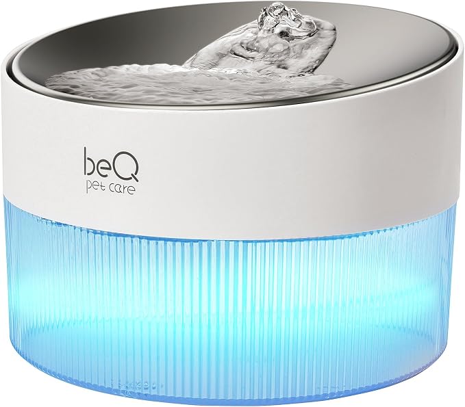 beQ Cat Water Fountain, 2.5L/84oz Inside Ultra-Quiet Stainless Steel Automatic by beQ