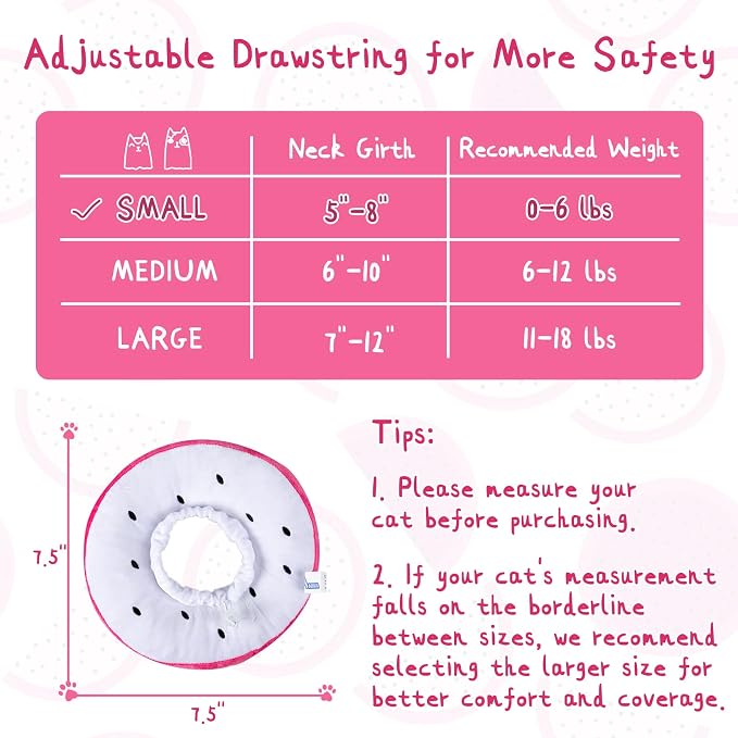 ANWA Adjustable Cat Cone Collar Soft, Cute Cat Donut Collar After Surgery - Image 2