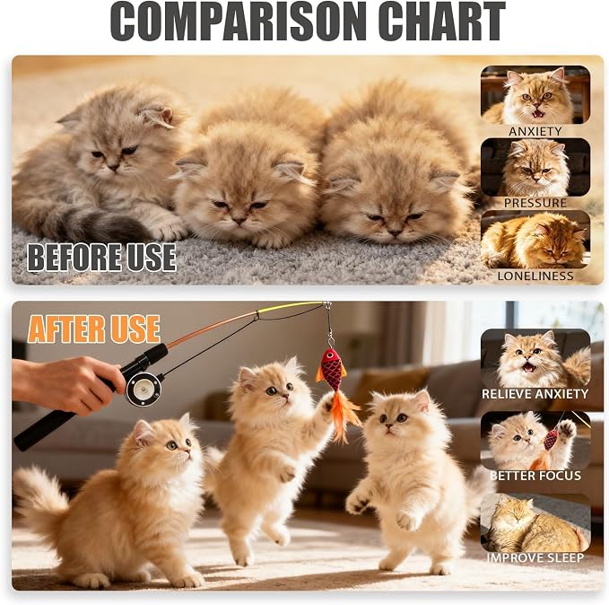 Cat Toys Interactive for Indoor Cats Wand Retractable Fishing Pole - Image 8