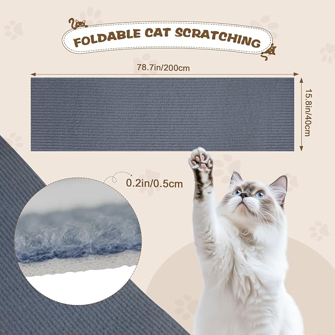 Eunice Cat Scratching Mat, Self-Adhesive Cat Scratch Carpet, Trimmable - Image 2