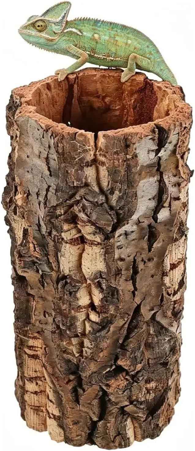 Natural cork bark hideout tube measuring 7.9 inches