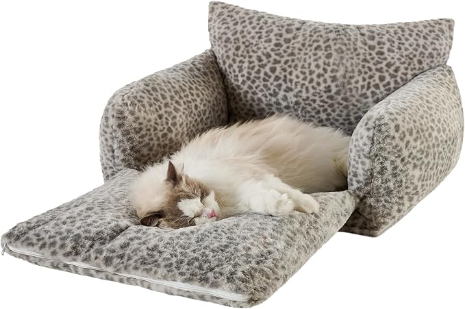 Hollypet Cat Bed Fluffy Plush Mutifuctional Double-Layer Soft Pet Couch - Image 2