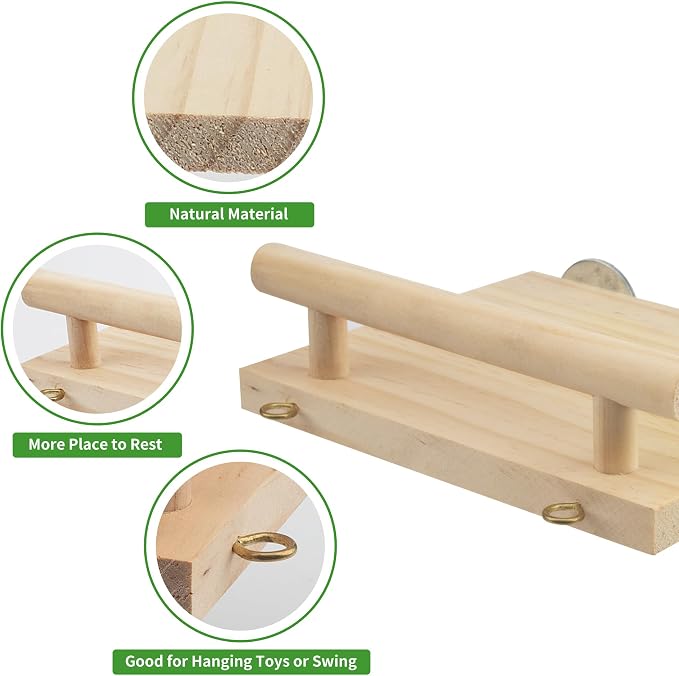Bird Perches for Cage, Natural Wood Platform Bird Swing Bird Perch Stand Paw - Image 4