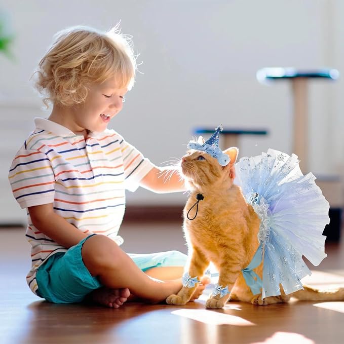 Cat Birthday Princess Costume for Kitten Crown Hat Tutu Skirt Kitten Princess - Image 6