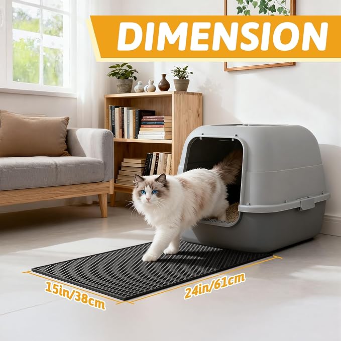 Pieviev Cat Litter Mat Double Layer Waterproof Urine Proof Trapping Mat 1 Pack) - Image 2