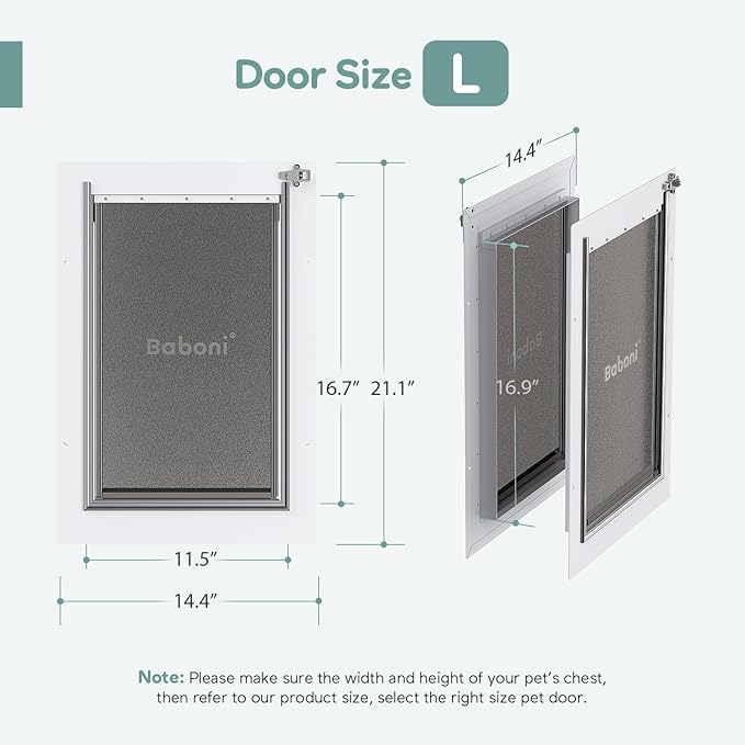 Baboni 3-Flaps Pet Door for Interior and Exterior Doors, Steel Frame and - Image 6