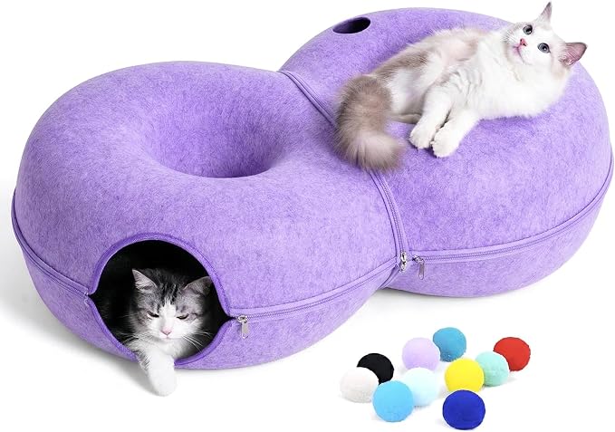8-Shaped Large Cat Tunnel Bed for Indoor Cats, Infinite Circulation Peekaboo by LovIntry