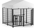 LOVMOR Outdoor Dog Kennel with Roof, Heavy Duty Steel Dog Run Enclosure by LOVMOR