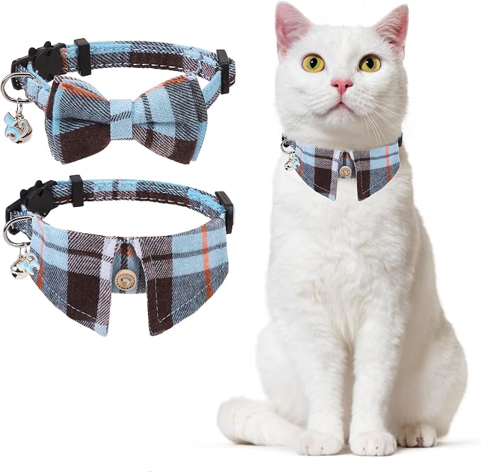 Cat Collar with Bells Breakaway, Bowtie Cat Collar by DILLYBUD