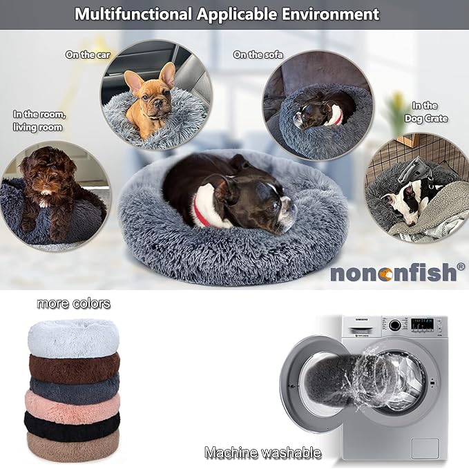 Small Calming Dogs Bed for Small Dogs Anti-Anxiety Machine Washable Fluffy - Image 3