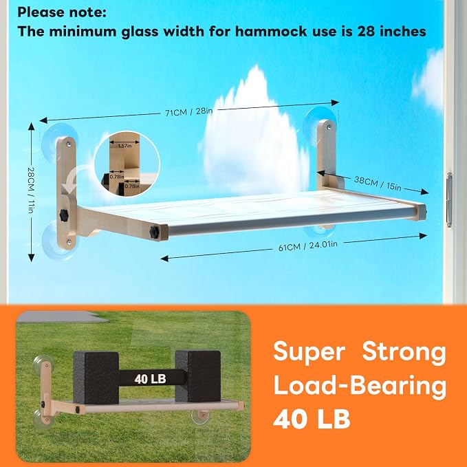 Foldable Cat Window Bed, Solidwood Cat Window Perch - Image 6