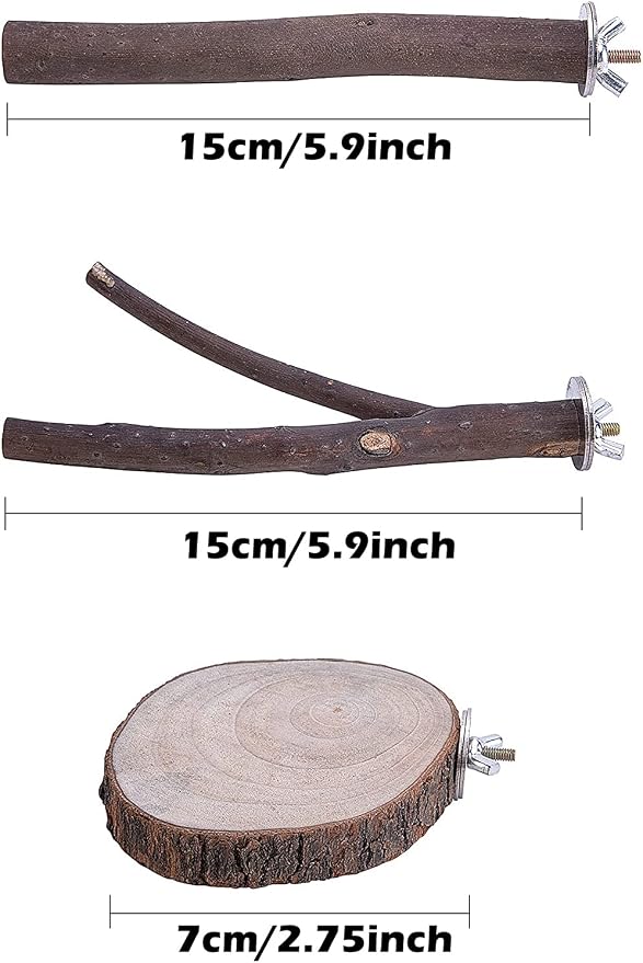 Deloky 8 PCS Natural Wood Bird Perch Stand-Wooden Parrot Perch Stand-Perch - Image 2