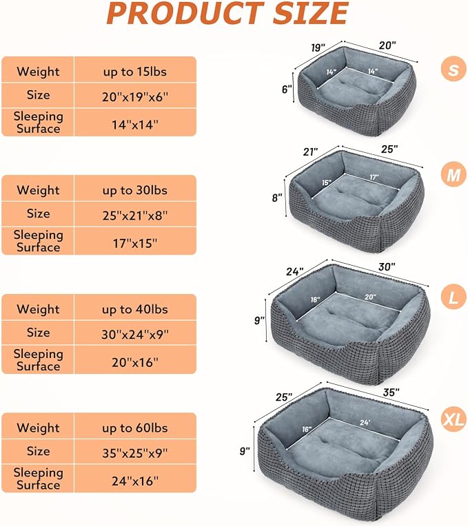 MIXJOY Dog Bed for Large Medium Small Dogs, Rectangle Washable Sleeping Puppy - Image 6
